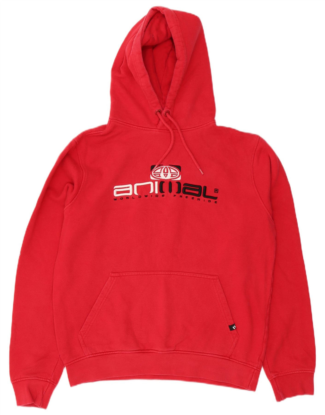 Animal Mens Graphic Hoodie Jumper Medium Red Cotton
