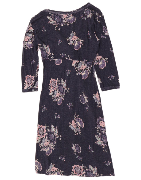 Fat Face Womens Wrap Dress UK 8 Small Navy Blue Floral Viscose