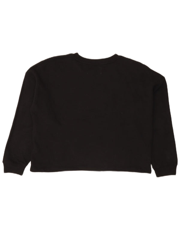 Calvin Klein Jeans Womens Crop Graphic Sweatshirt Jumper UK 16 Large Black
