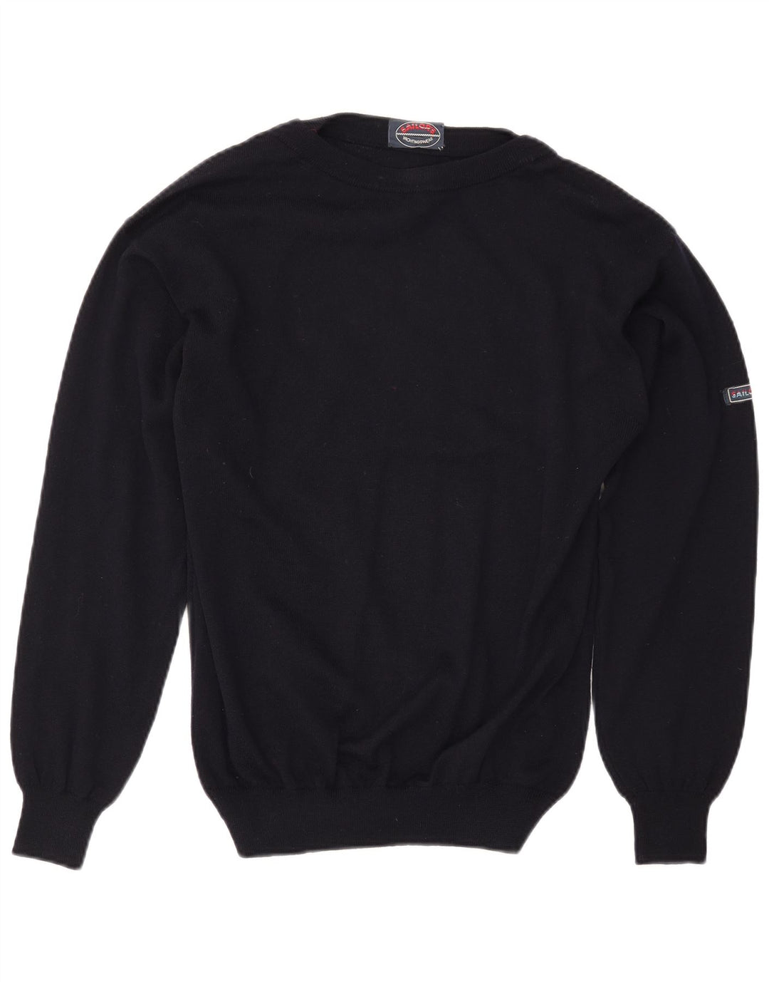 VINTAGE Mens Boat Neck Jumper Sweater Medium Navy Blue