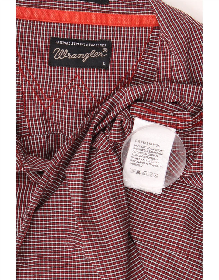 WRANGLER Mens Slim Fit Classic Fit Shirt Large Red Gingham Cotton Vintage Wrangler and Second-Hand Wrangler from Messina Hembry 
