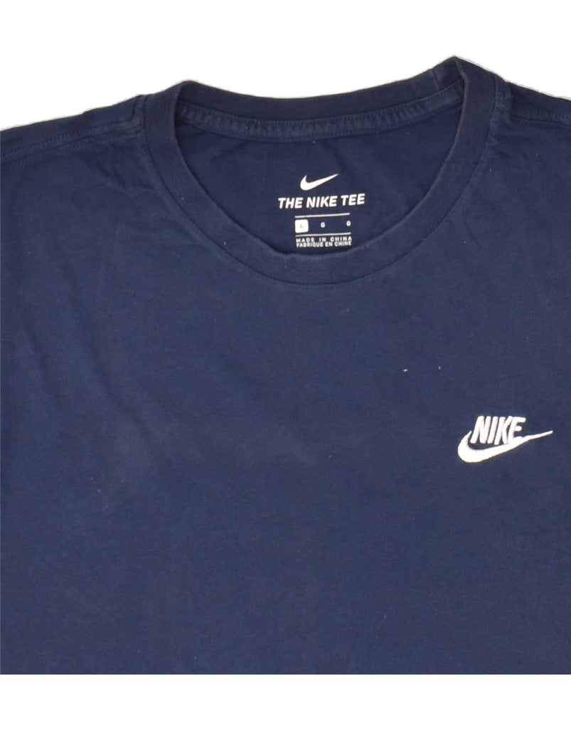 NIKE Mens T-Shirt Top Large Navy Blue Cotton | Vintage Nike | Thrift | Second-Hand Nike | Used Clothing | Messina Hembry 