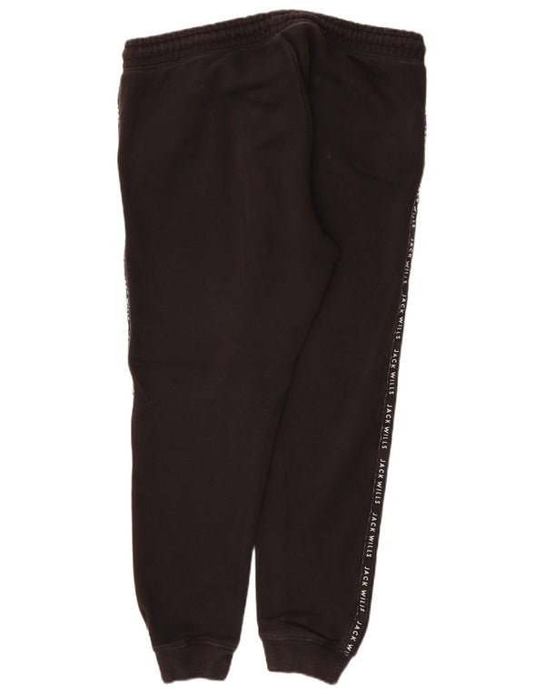 Jack Wills Womens Graphic Tracksuit Trousers Joggers UK 14 Large Black