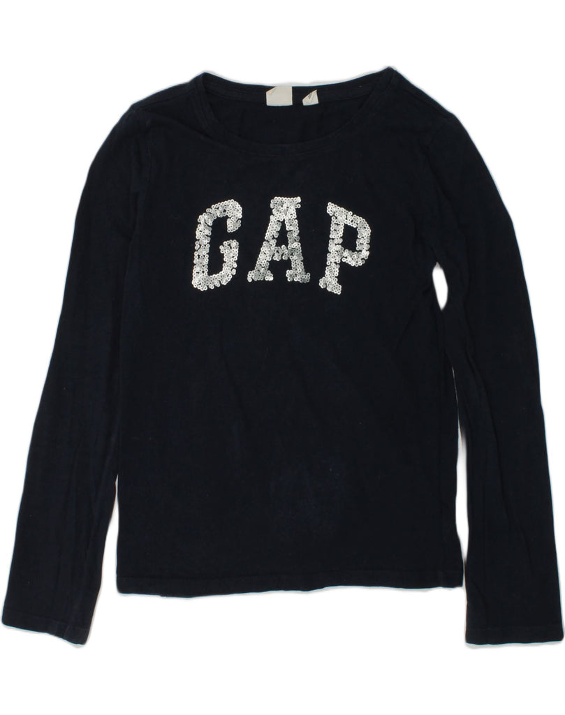 GAP Girls Graphic Top Long Sleeve 9-10 Years Navy Blue Cotton | Vintage Gap | Thrift | Second-Hand Gap | Used Clothing | Messina Hembry 