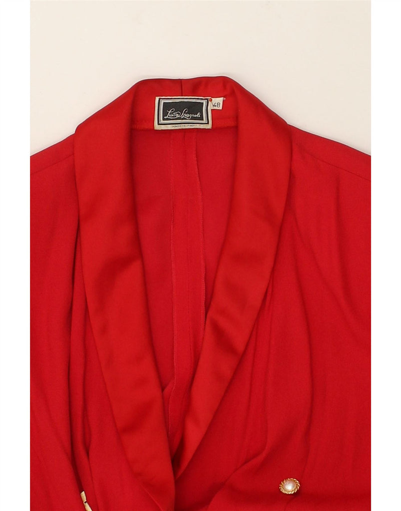 LUISA SPAGNOLI Womens Long Sleeve Sheath Dress IT 48 XL Red Acetate | Vintage Luisa Spagnoli | Thrift | Second-Hand Luisa Spagnoli | Used Clothing | Messina Hembry 
