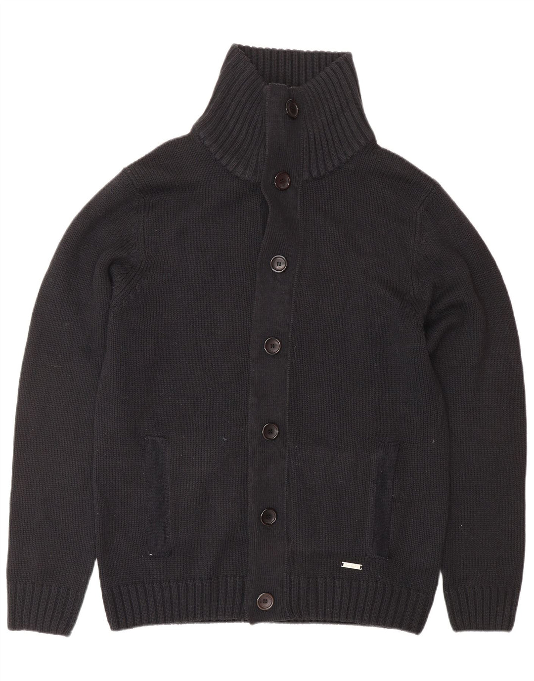 PIERRE CARDIN Mens Cardigan Sweater Large Navy Blue Acrylic