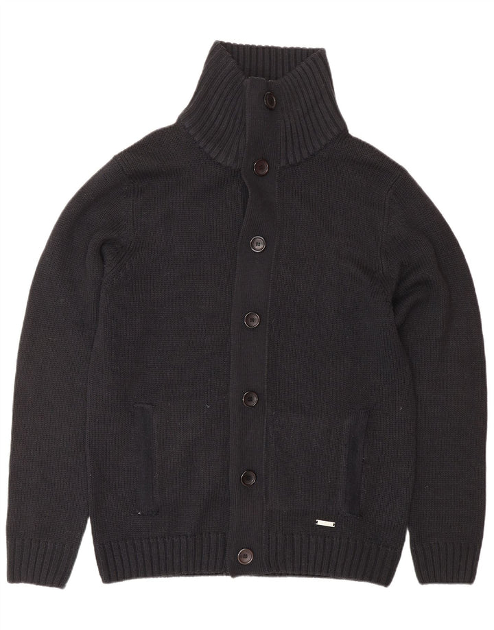 PIERRE CARDIN Mens Cardigan Sweater Large Navy Blue Acrylic