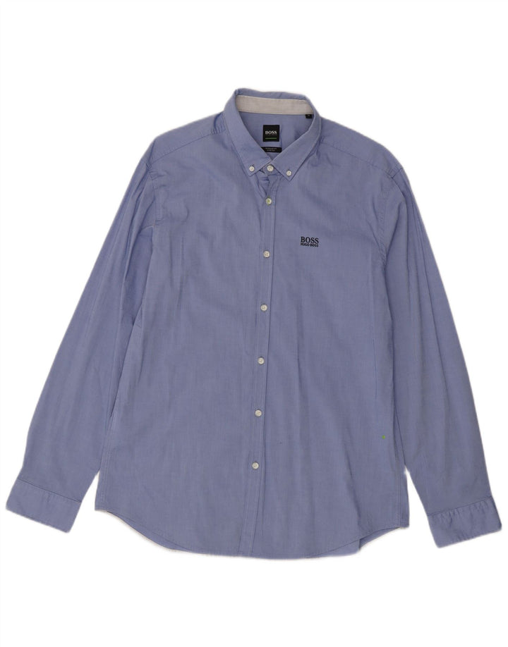 Hugo Boss Mens Regular Fit Shirt XL Blue Cotton