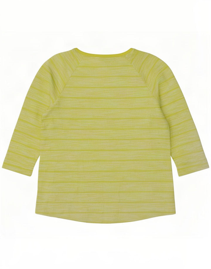 Marks & Spencer Womens Top 3/4 Sleeve UK 14 Large Green Striped Polyester