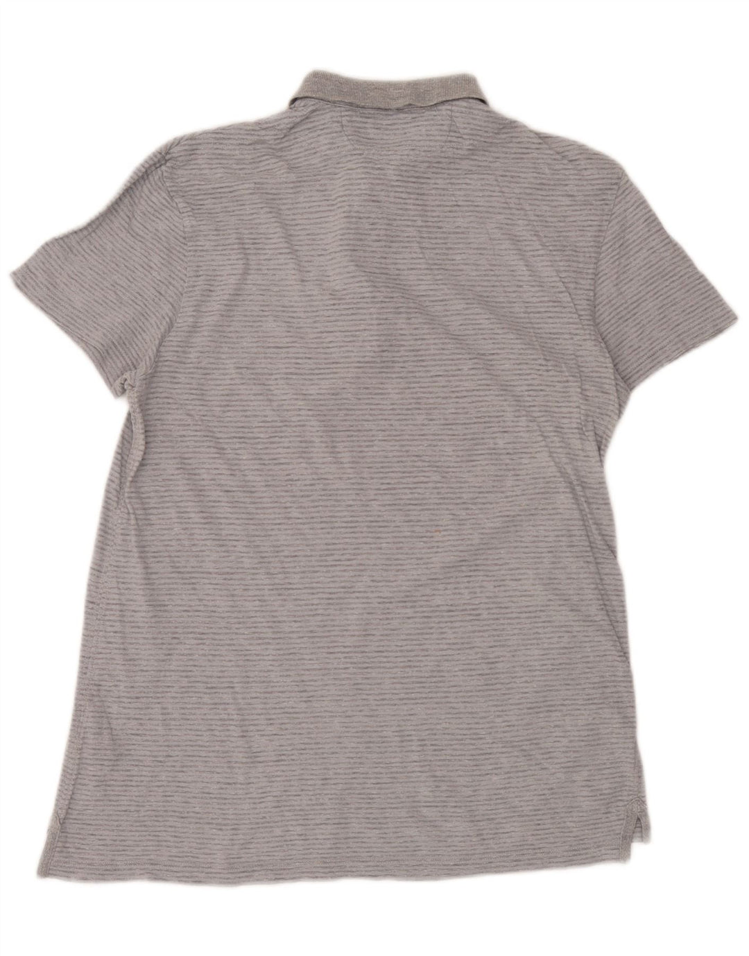 All Saints Mens Polo Shirt Small Grey Pinstripe Cotton