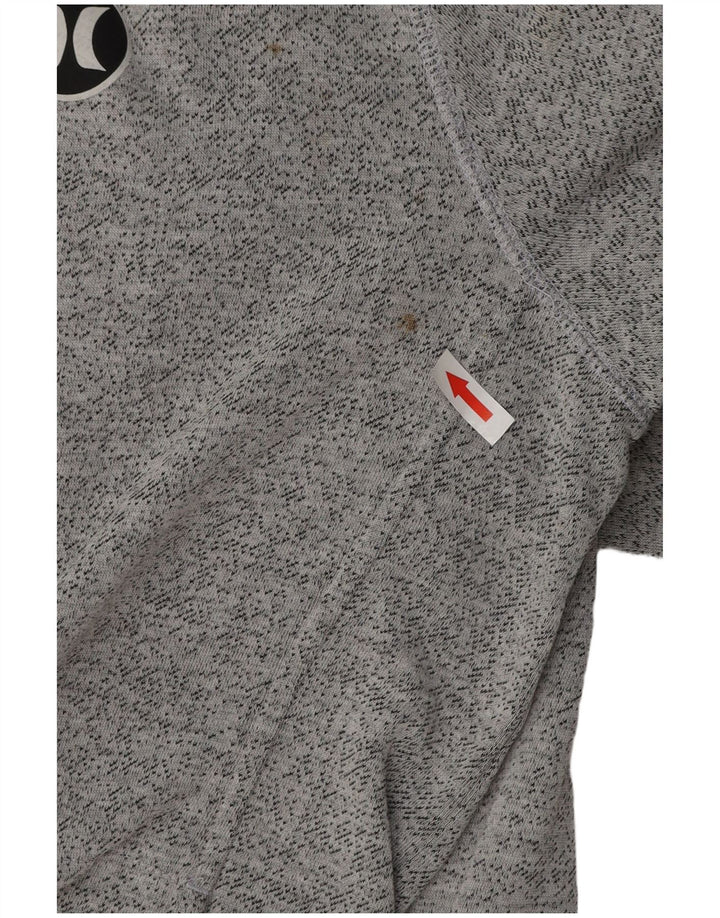 HURLEY Mens Zip Hoodie Sweater Large Grey Cotton