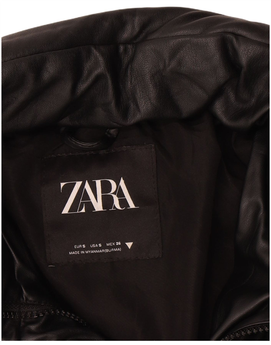 Zara Womens Crop Oversized Padded Jacket UK 10 Small Black Polyester