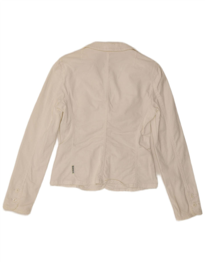 ARMANI JEANS Womens Crop 3 Button Blazer Jacket UK 10 Small White