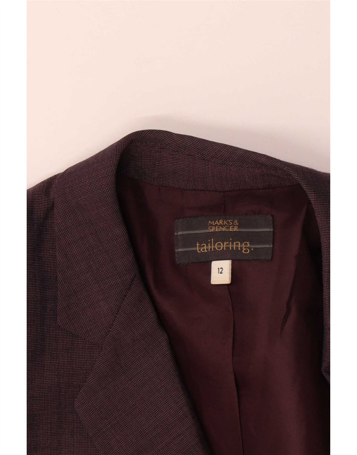 Marks & Spencer Womens Longline 1 Button Blazer Jacket UK 12 Medium Maroon