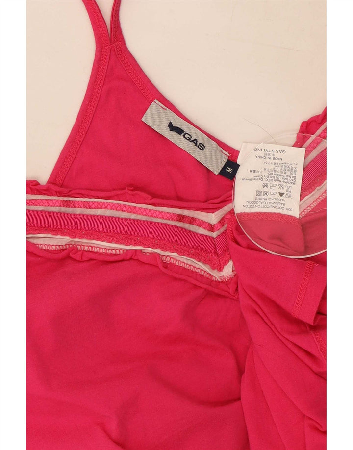 Gas Womens Cami Top UK 12 Medium Pink Cotton