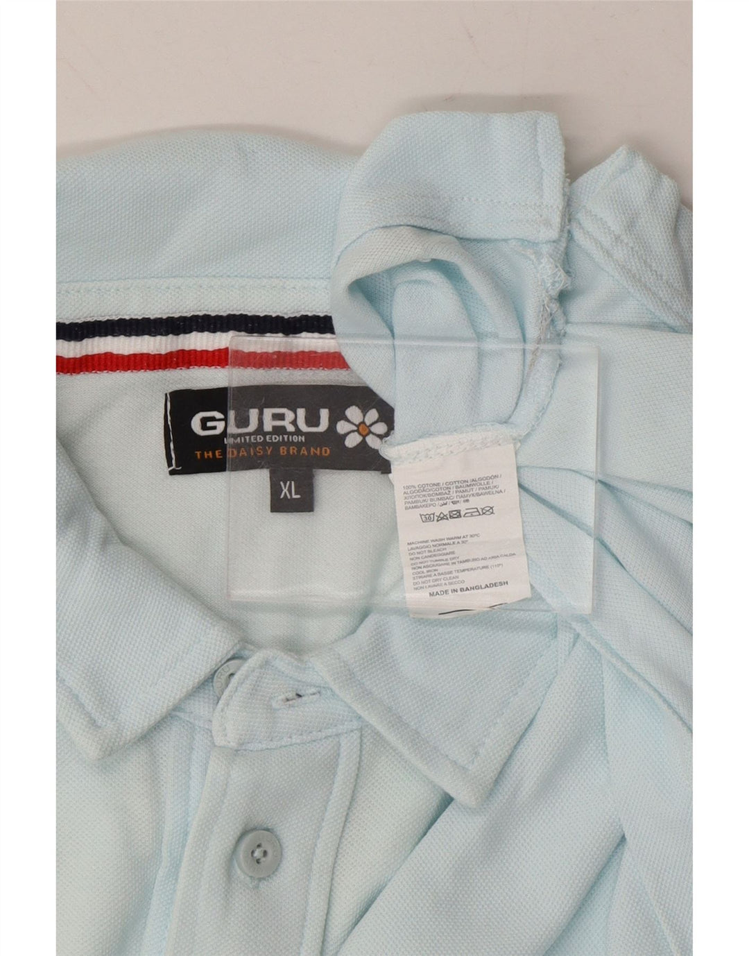 GURU Mens Graphic Polo Shirt XL Blue Cotton Vintage Guru and Second-Hand Guru from Messina Hembry 