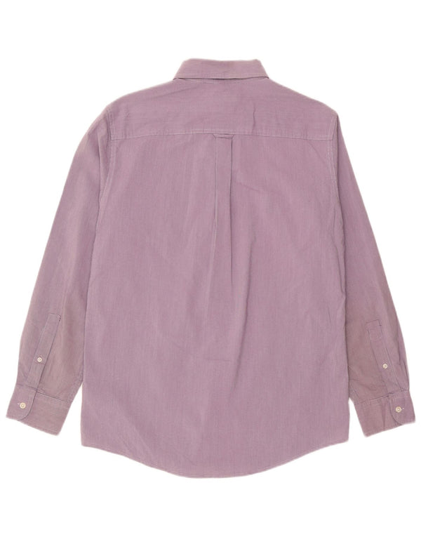 Chaps Mens Oversized Shirt UK 10 Small Purple Houndstooth Cotton