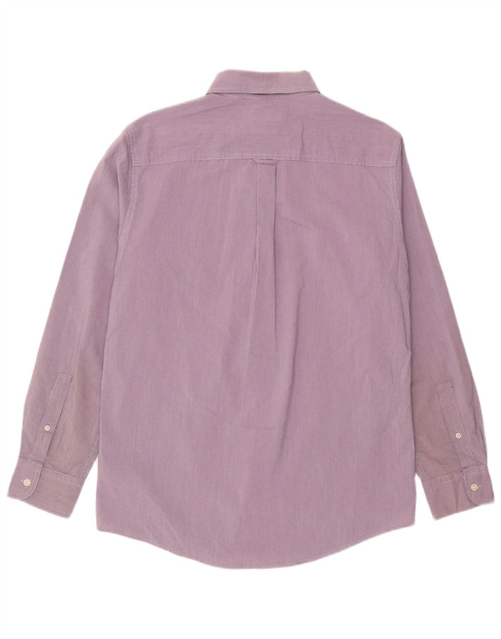 Chaps Mens Oversized Shirt UK 10 Small Purple Houndstooth Cotton