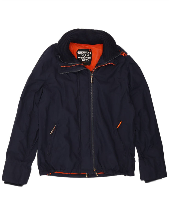 Superdry Womens Windcheater Rain Jacket UK 20 2XL Navy Blue Nylon