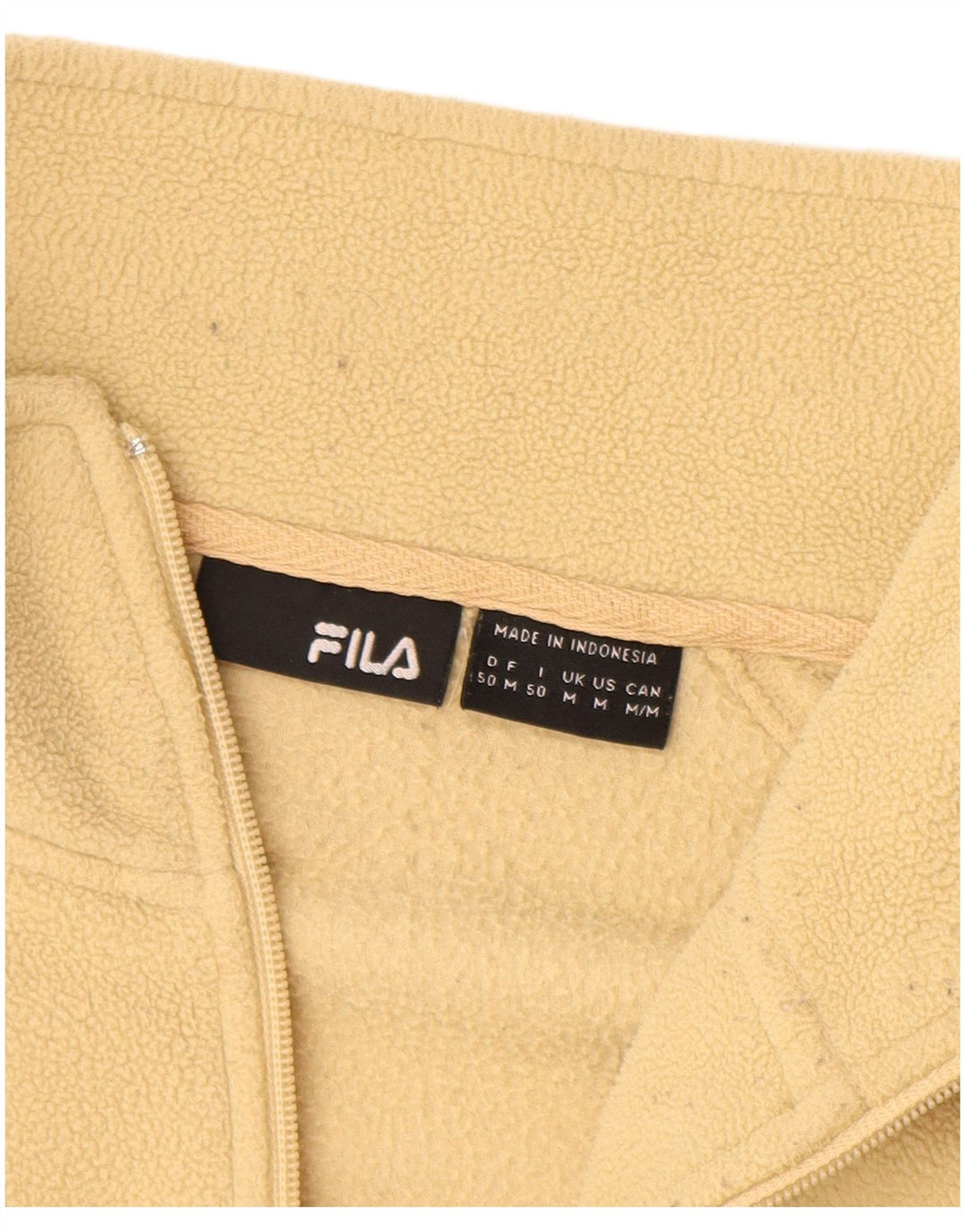 Fila Mens Fleece Jacket UK 38 Medium Yellow Polyester