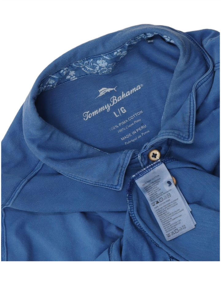 TOMMY BAHAMA Mens Polo Shirt Large Blue Cotton