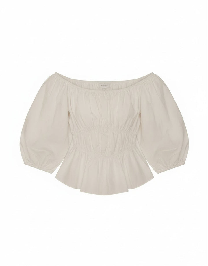 Patrizia Pepe Womens Crop Off Shoulder Top IT 44 Medium White Cotton