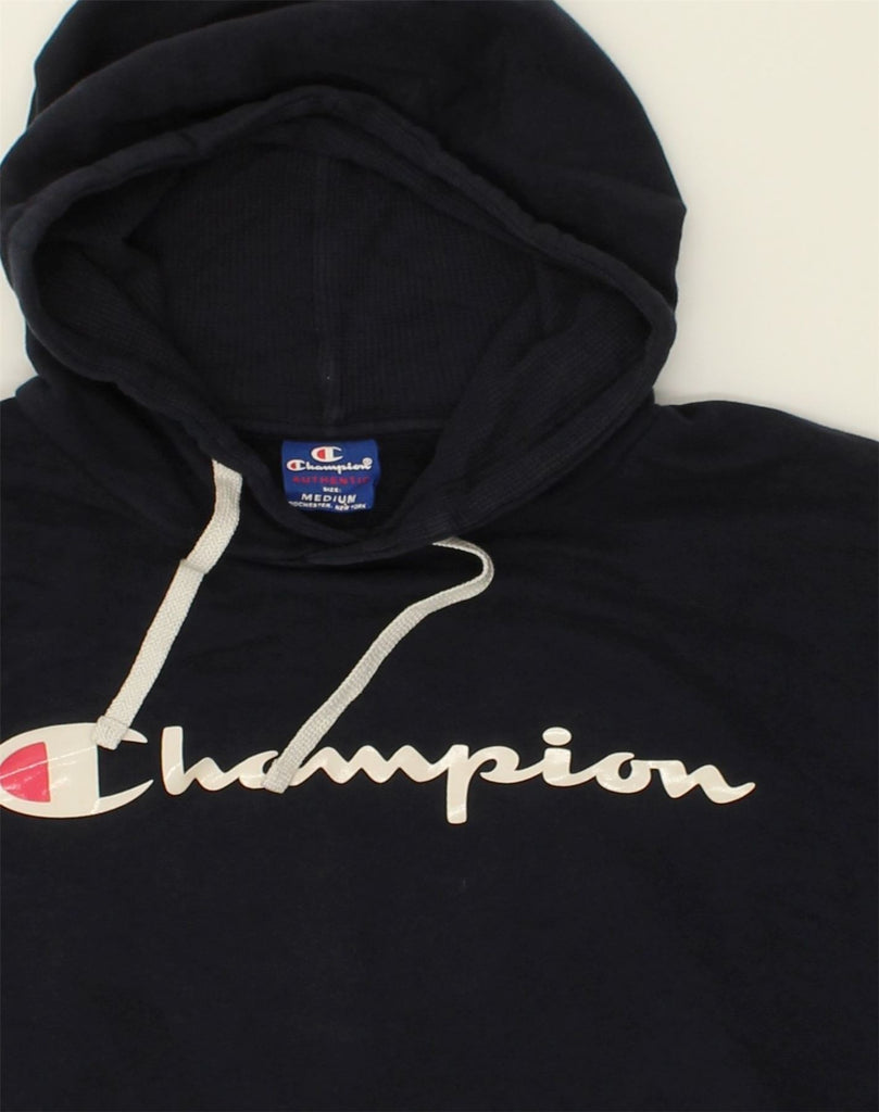 CHAMPION Mens Graphic Hoodie Jumper Medium Black Cotton | Vintage Champion | Thrift | Second-Hand Champion | Used Clothing | Messina Hembry 