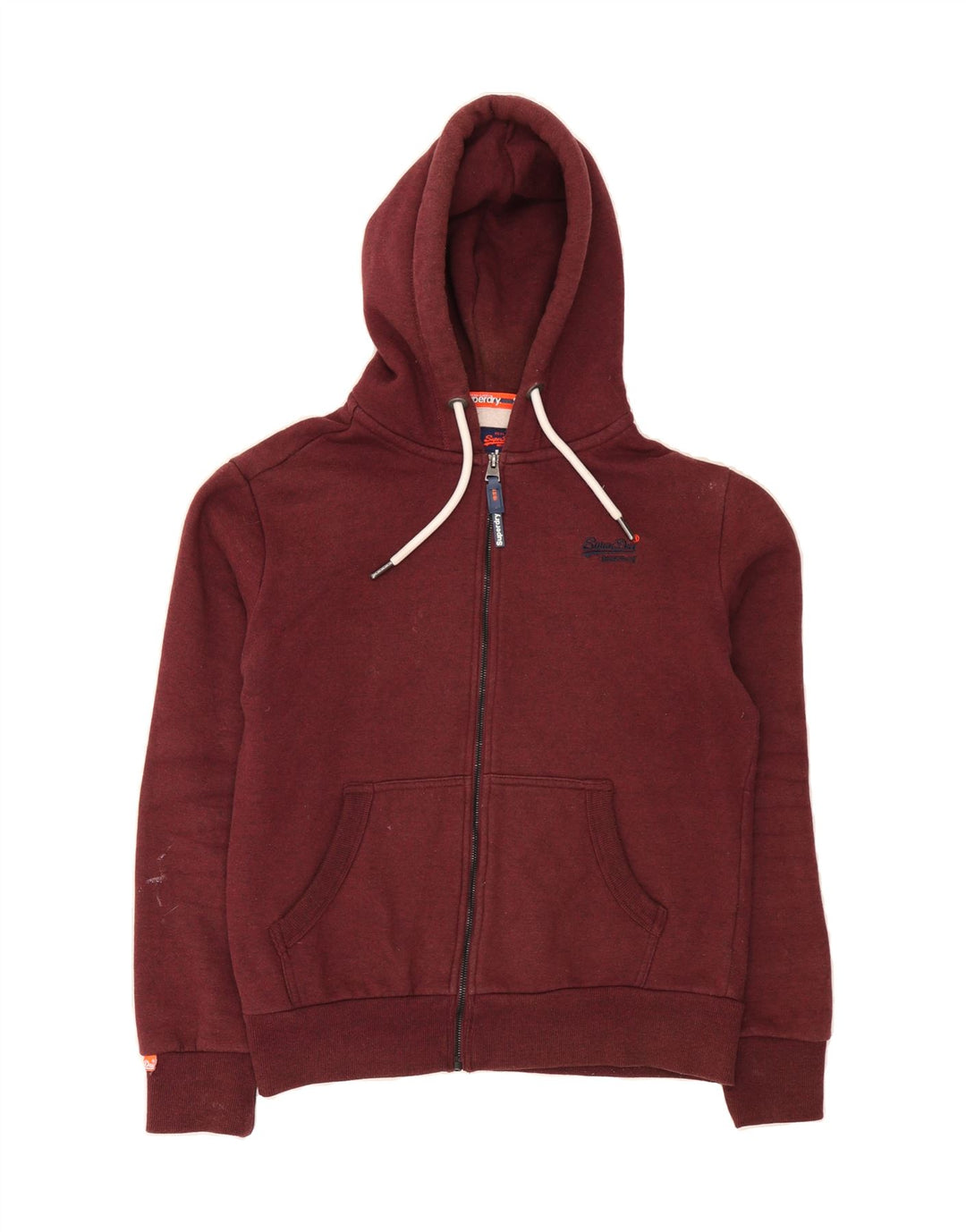 SUPERDRY Mens Zip Hoodie Sweater Medium Burgundy Cotton Vintage Superdry and Second-Hand Superdry from Messina Hembry 