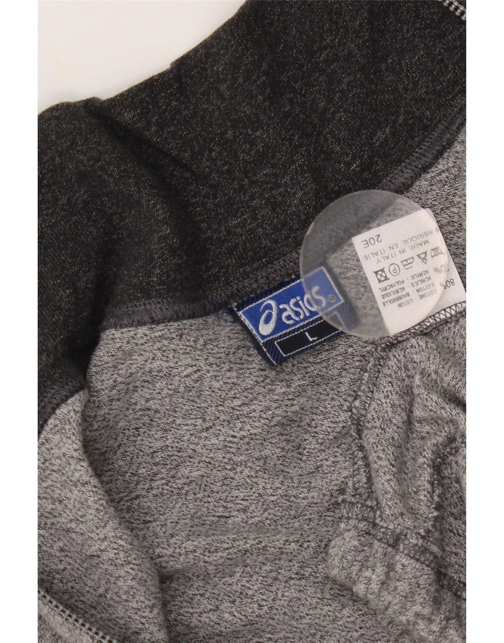 Asics Womens Tracksuit Top Jacket UK 16 Large Grey Colourblock Cotton