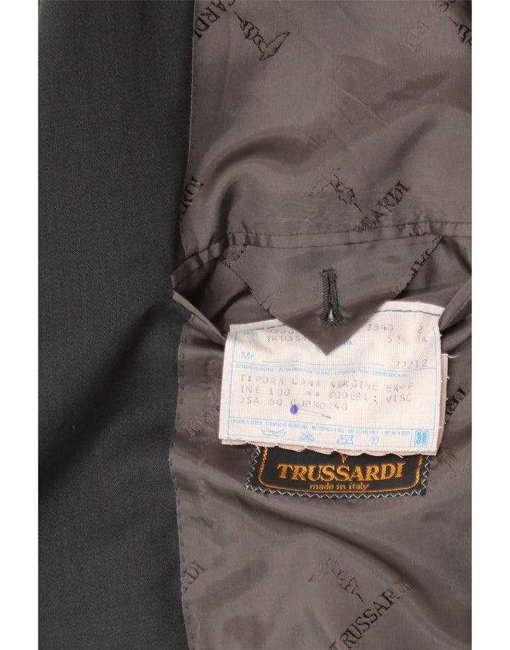 Trussardi Mens 2 Button Blazer Jacket IT 52 XL Grey Virgin Wool