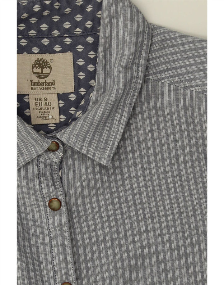 TIMBERLAND Womens Regular Fit 3/4 Sleeve Shirt EU 40 Medium Grey Striped Vintage Timberland and Second-Hand Timberland from Messina Hembry 