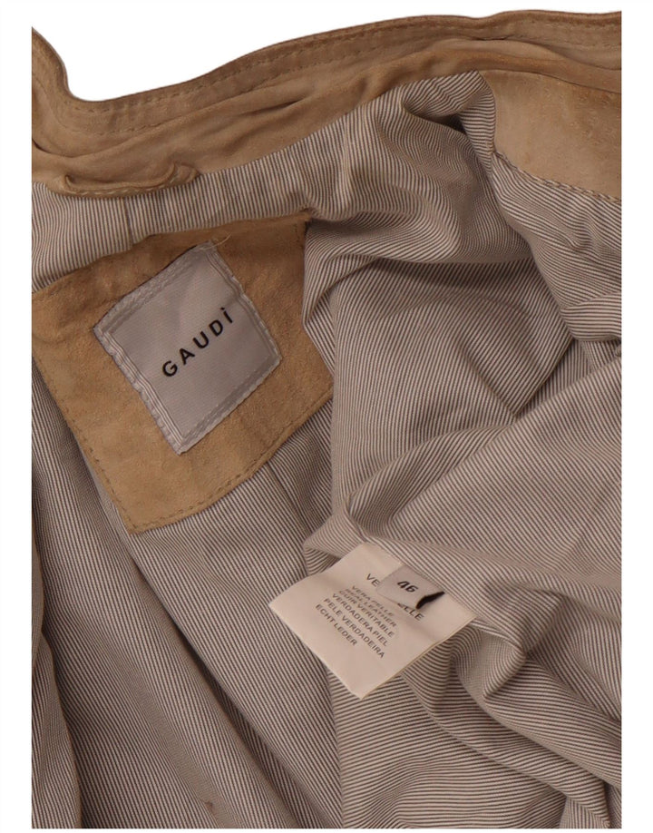GAUDI Womens Suede Bomber Jacket IT 46 Large Beige Leather