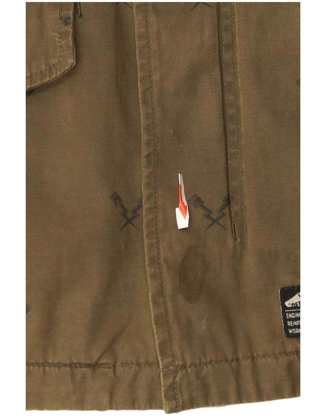 Vans Mens Hooded Utility Jacket UK 38 Medium Khaki Geometric