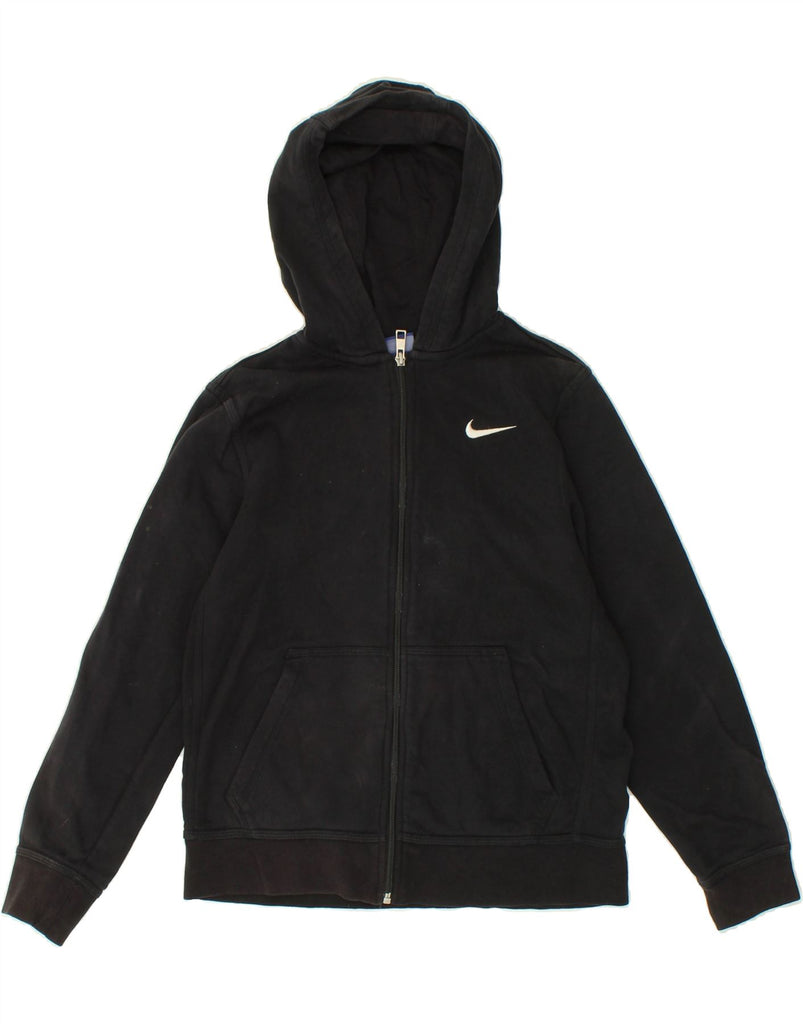 NIKE Boys Zip Hoodie Sweater 12-13 Years Large Black Cotton | Vintage Nike | Thrift | Second-Hand Nike | Used Clothing | Messina Hembry 