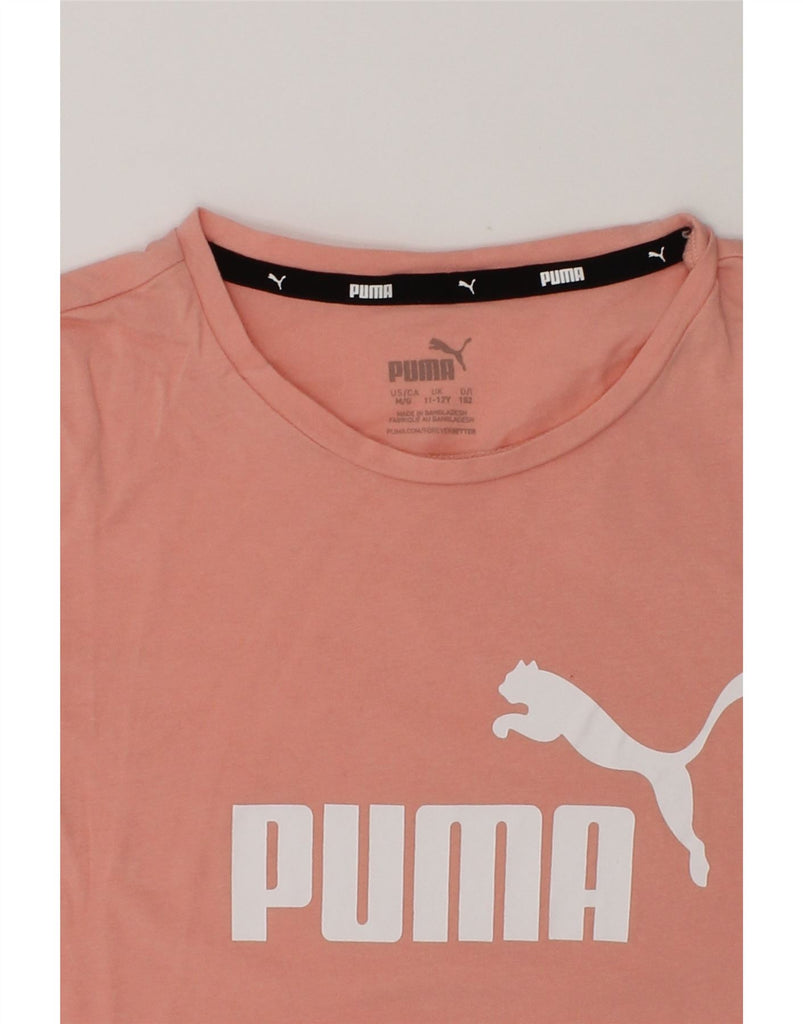 PUMA Girls Graphic T-Shirt Top 11-12 Years Pink Cotton | Vintage Puma | Thrift | Second-Hand Puma | Used Clothing | Messina Hembry 