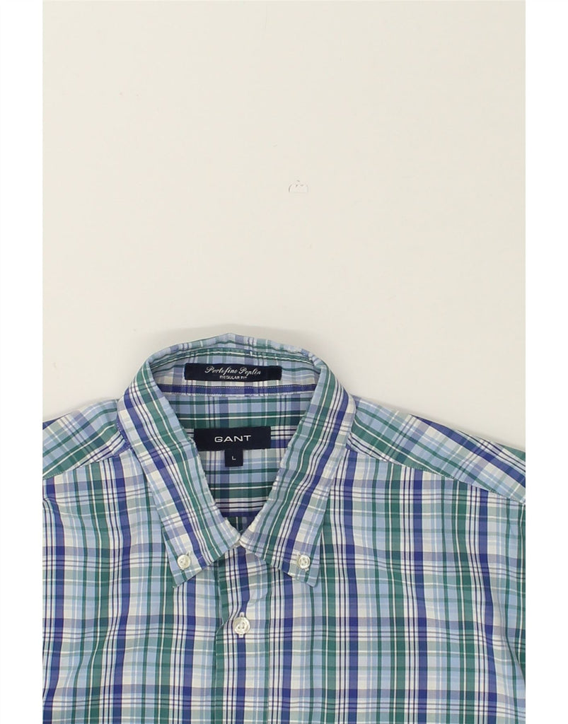 GANT Mens Regular Fit Shirt Large Blue Check Cotton | Vintage Gant | Thrift | Second-Hand Gant | Used Clothing | Messina Hembry 