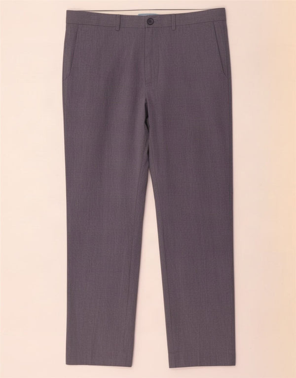 Marks & Spencer Mens Straight Suit Trousers W36 L29 Blue Cotton