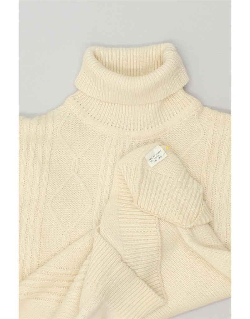 VINTAGE Womens Roll Neck Jumper Sweater EU 36/38 Medium Off White Vintage Vintage and Second-Hand Vintage from Messina Hembry 