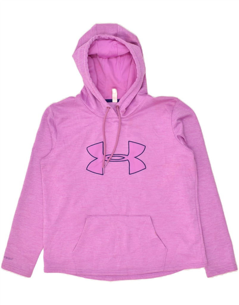 UNDER ARMOUR Womens Graphic Hoodie Jumper UK 14 Medium Purple | Vintage Under Armour | Thrift | Second-Hand Under Armour | Used Clothing | Messina Hembry 