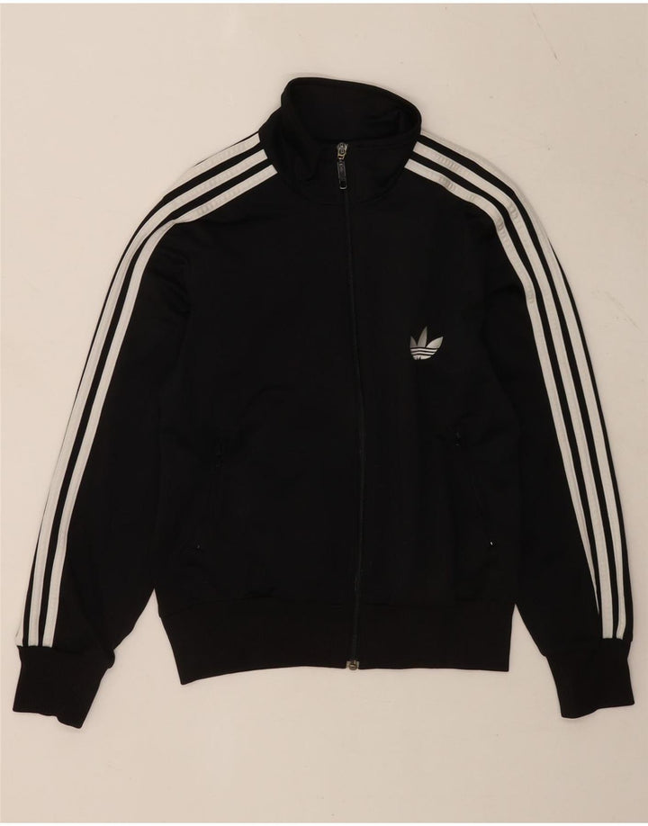 Adidas Womens Tracksuit Top Jacket UK 14 Medium Black Polyester