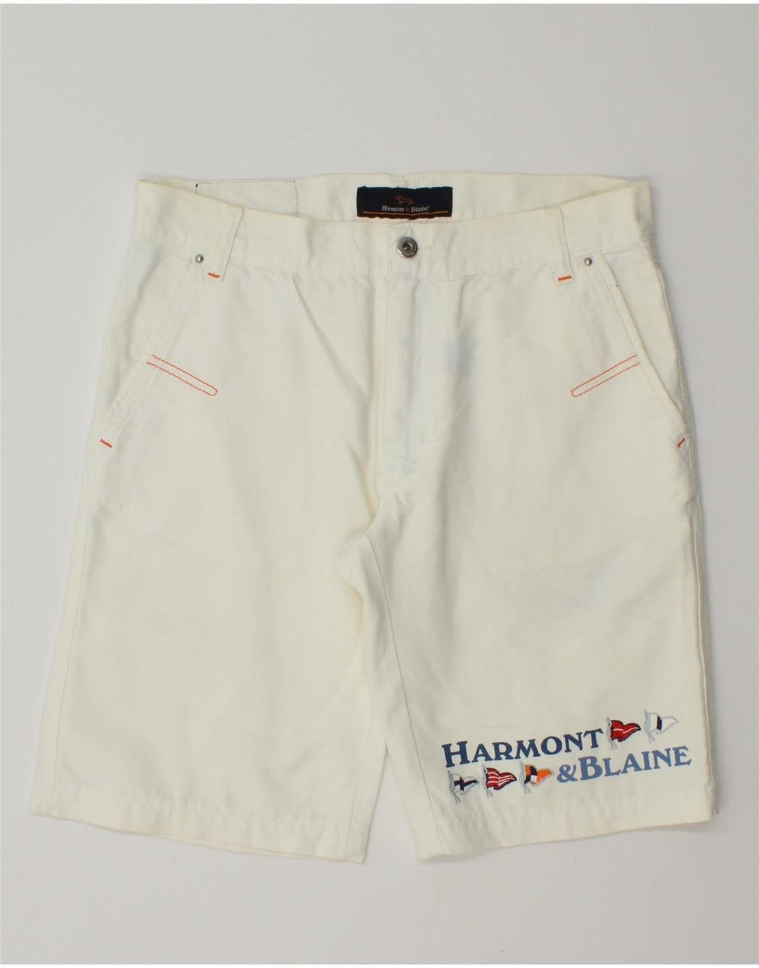 Harmont & Blaine Mens Graphic Chino Shorts IT 48 Medium W30 White Cotton