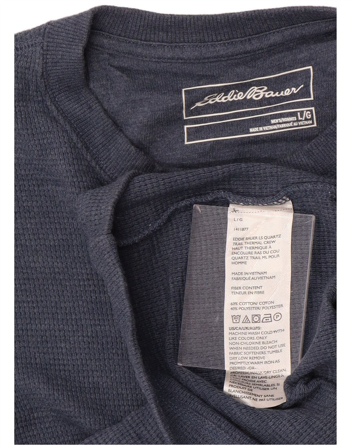 EDDIE BAUER Mens Top Long Sleeve Large Blue Cotton