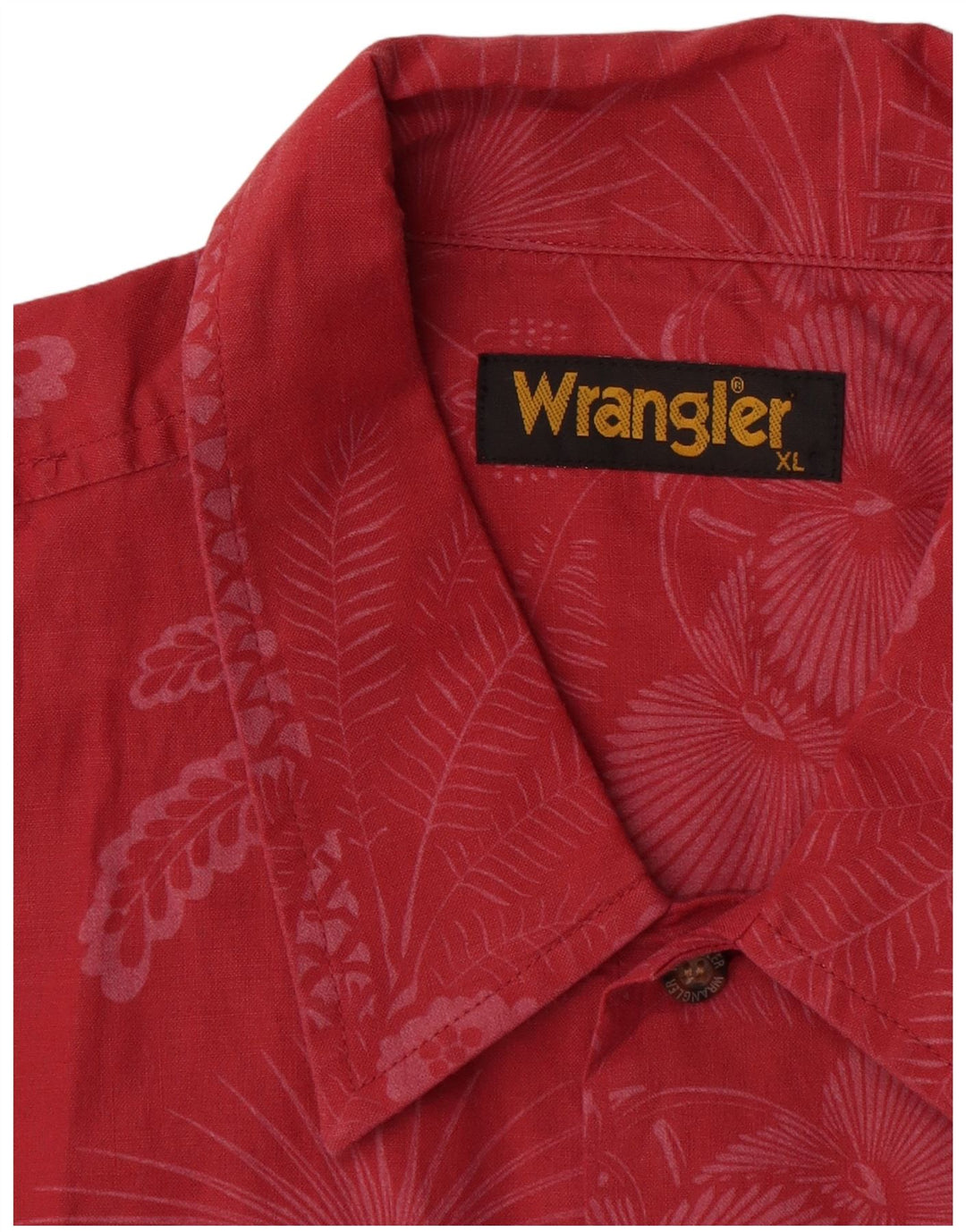 Wrangler Mens Short Sleeve Shirt XL Red Floral Cotton