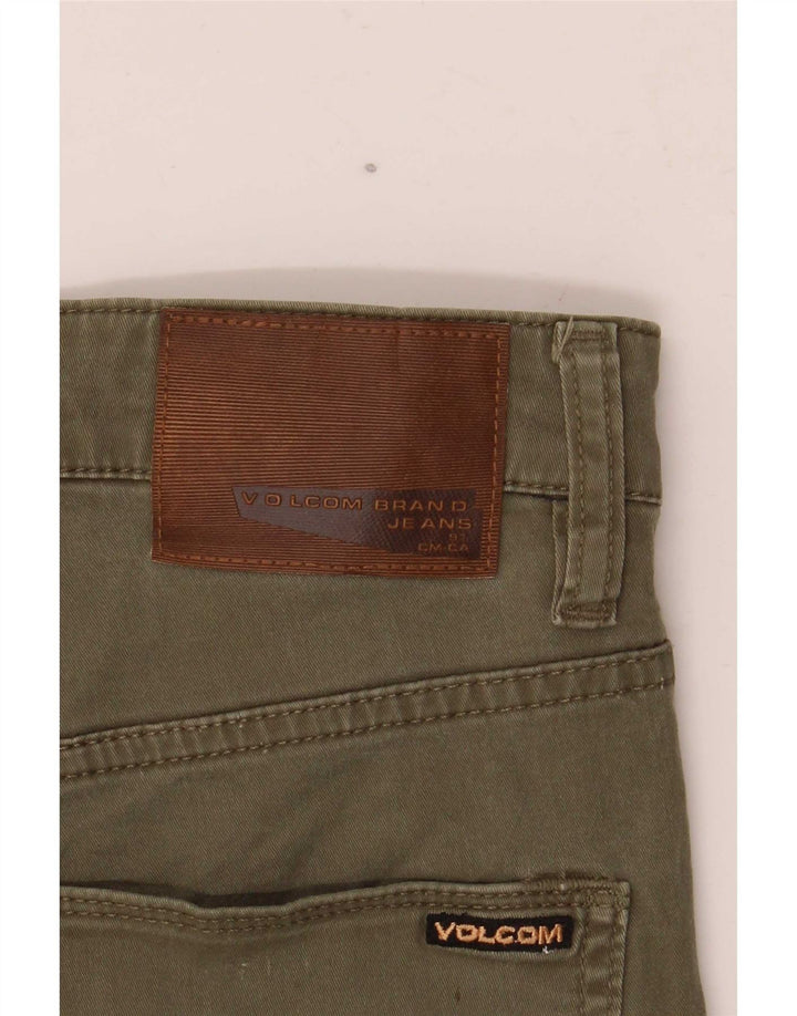 Volcom Mens Solver Denim Shorts W30 Medium Khaki Cotton