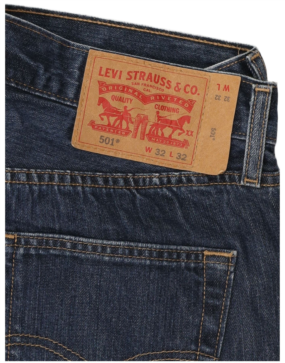 Levi's Mens 501 Straight Jeans W32 L27 Navy Blue Cotton