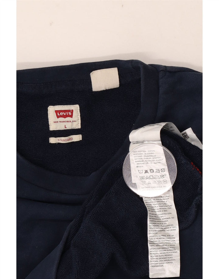 Levi's Mens Standard Graphic Sweatshirt Jumper Large Navy Blue Cotton