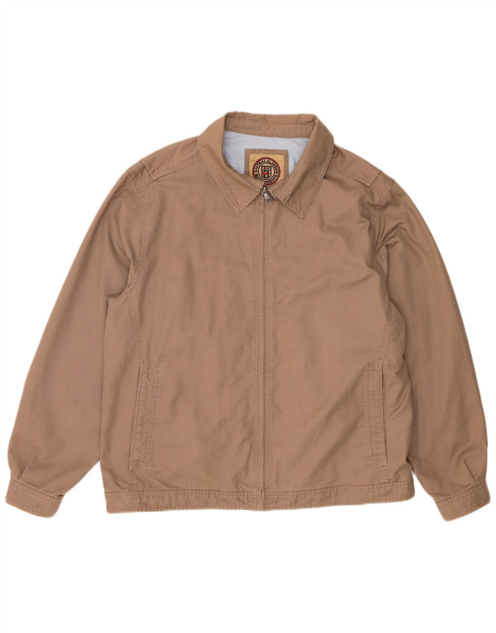 Marks & Spencer Mens Bomber Jacket UK 42 XL Beige Pinstripe Cotton