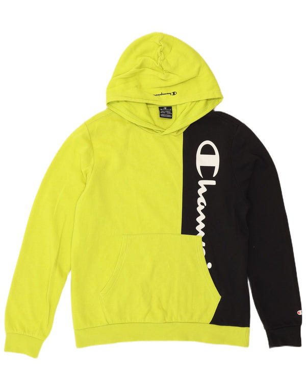 Champion Boys Graphic Hoodie Jumper 15-16 Years 2XL Yellow Colourblock