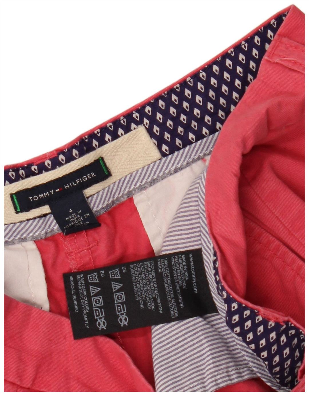 TOMMY HILFIGER Womens Chino Shorts US 4 Small W30  Pink Cotton