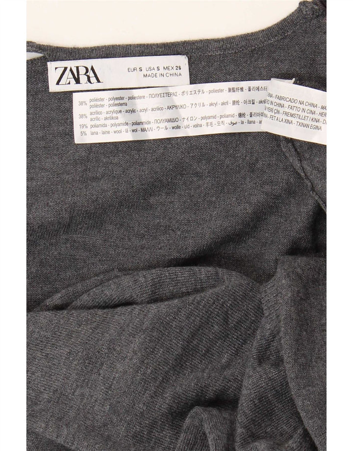 Zara Womens Long Sleeve Jumper Dress UK 10 Small Grey Polyester